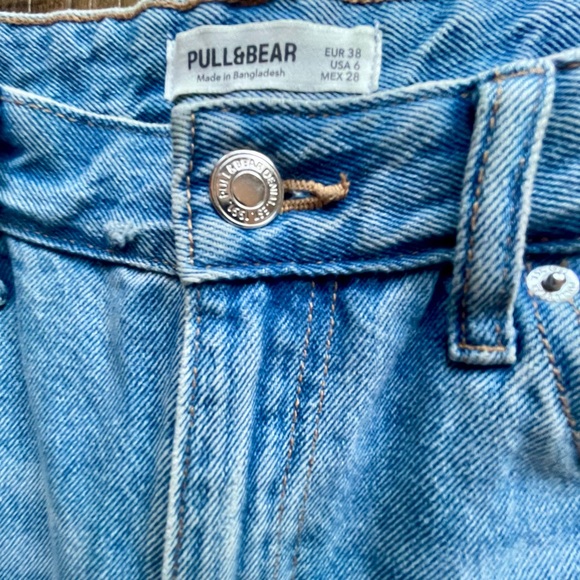 Pull&Bear raw hem wide leg Blue Denim Jeans women’s size 6 - Picture 5 of 8